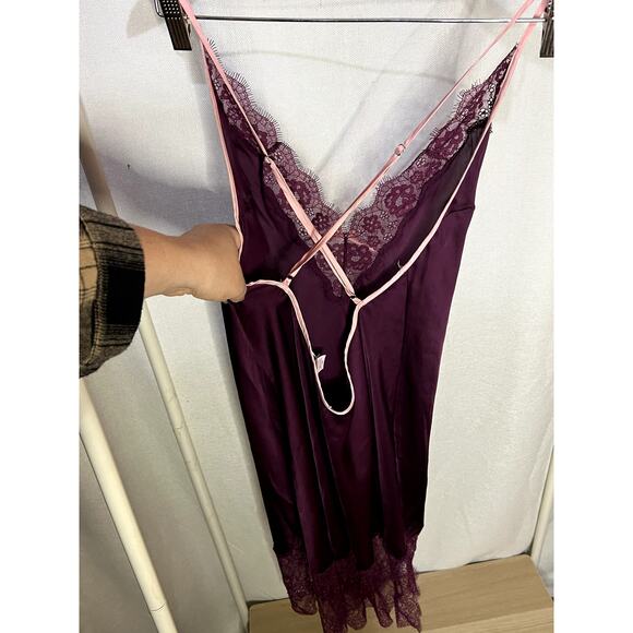 Victoria's Secret Sexy Purple Pink Lace Faux Silk Slip Dress Nightgown - Picture 6 of 10